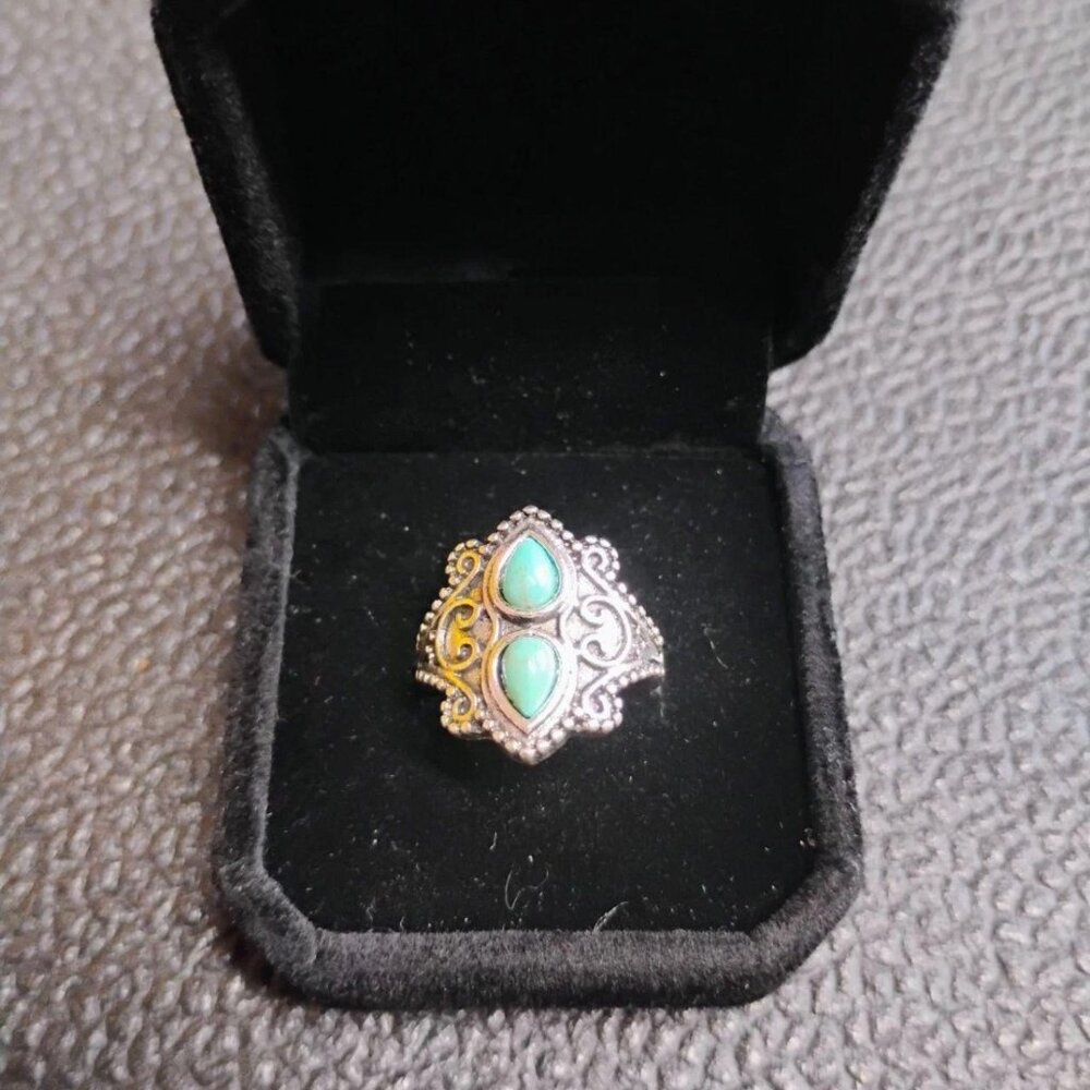 Turquoise Natural Stone Ring Size 7 Stainless Steel Ring